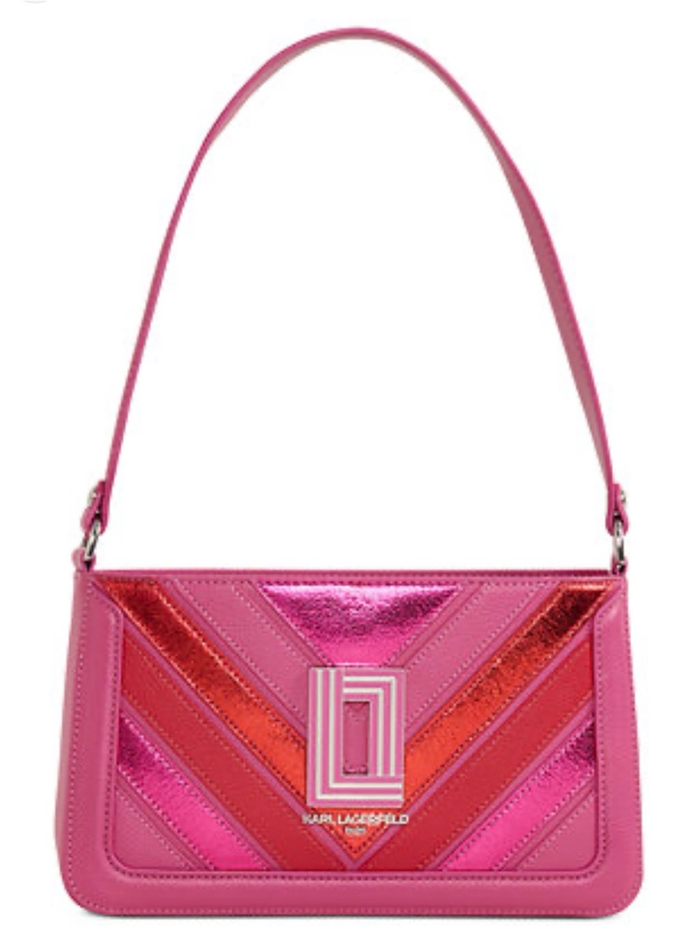 Karl Lagerfeld ~ Simone ~ Pink and Red Chevron Shoulder Bag